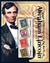 Abraham Lincoln - 200th Birth Anniv. Mint Sheet of 4 Stamps Liberia, 2009